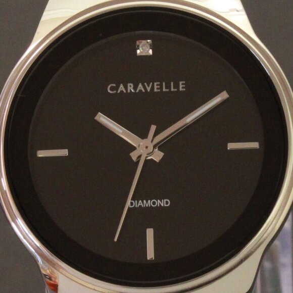 Caravelle Ladies Watch By Bulova Black Dial Diamond 12:00 Stainless 30mm - Picture 12 of 13